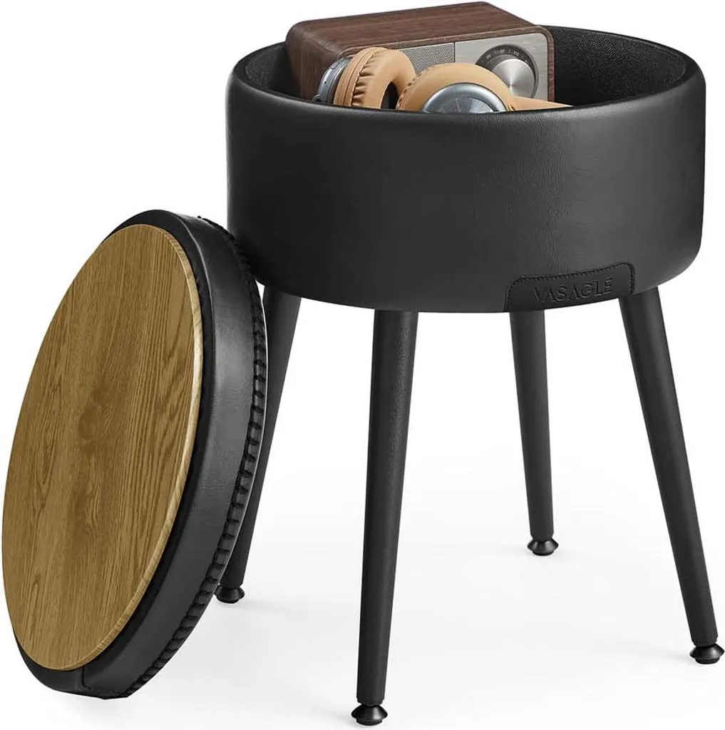 Tabouret mid-century noir encre EKHO avec assise confortable et design