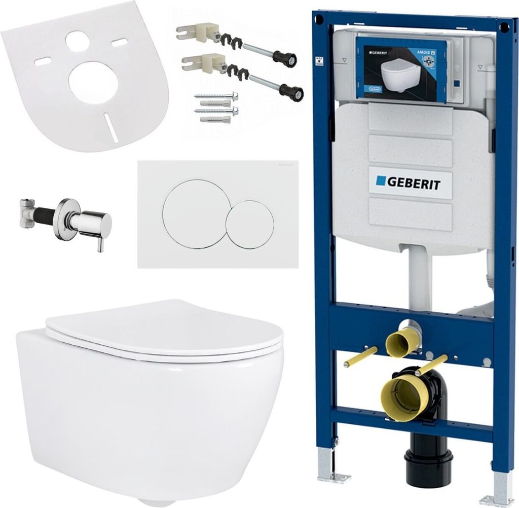 Geberit Hänge Wand Dusch WC Spülrandlos Toilette Taharet/Bidet Ventil Vorwandelement Set