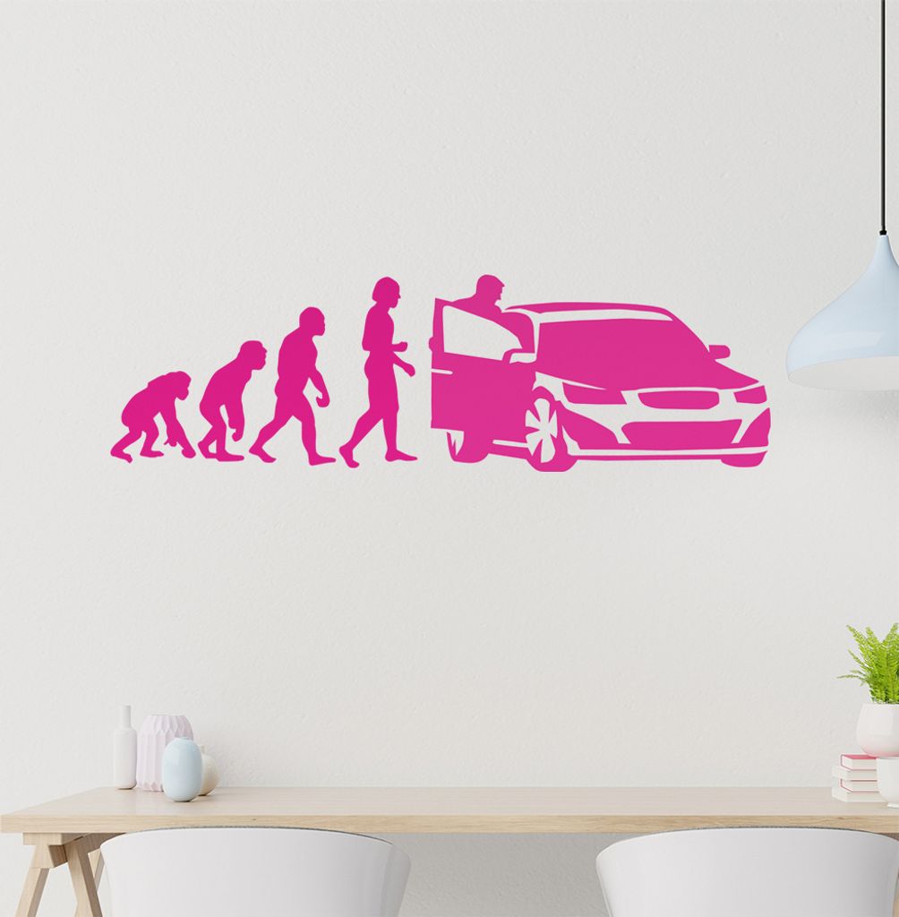 KIWISTAR Evolution - Menschheit Auto Biologie Wandtattoo in 6 Größen - Wandaufkleber Wall Sticker - Dekoration, Küche, Wohnzimmer, Schlafzimmer,...