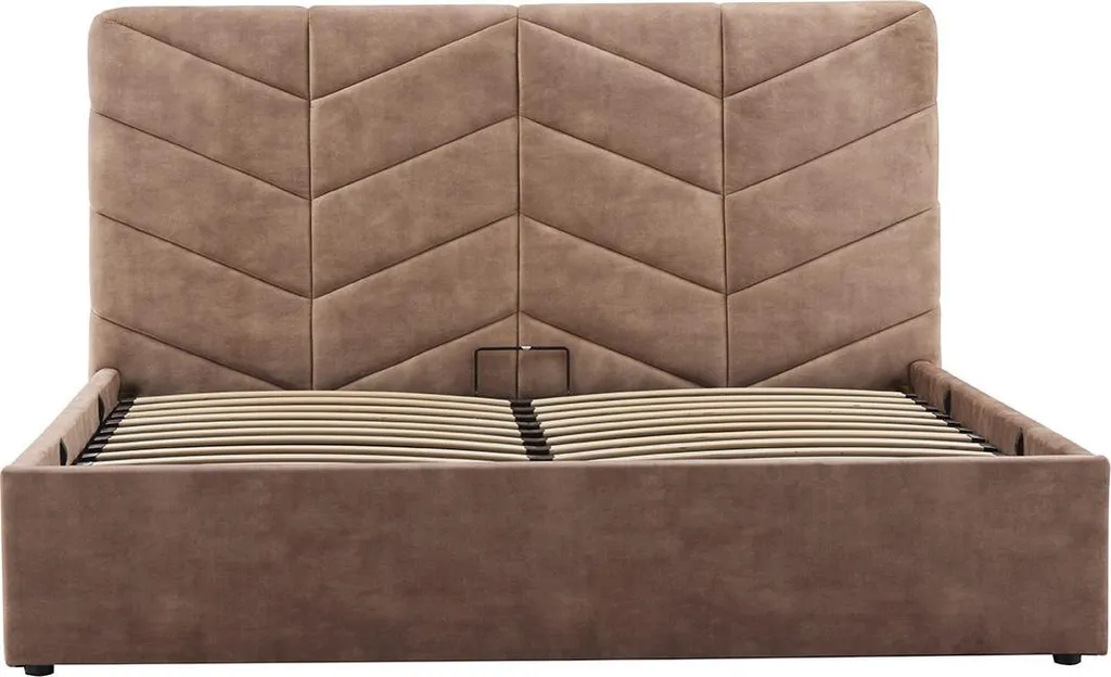 Lit coffre 160x200 Peonis Taupe : Idéal pour optimiser le rangement chambre