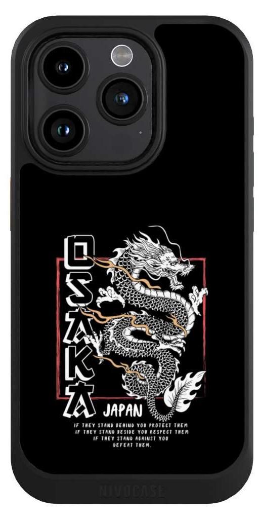 NIVOCASE Hülle für Apple iPhone 15 Pro Handyhülle NIVOcore Case Schwarz Drache Japan Meer
