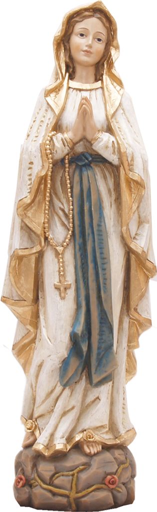 FADEDA Madonna Lourdes in Holzoptik / Höhe:41 cm / handbemalt / detailgetreue Krippen Figuren - Weihnachten Tisch Dekoration Krippe Zubehör