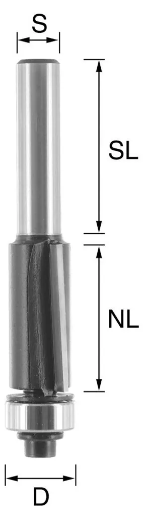 Outil d'affleurage pour menuiserie bois et stratifié queue de 8x32 mm