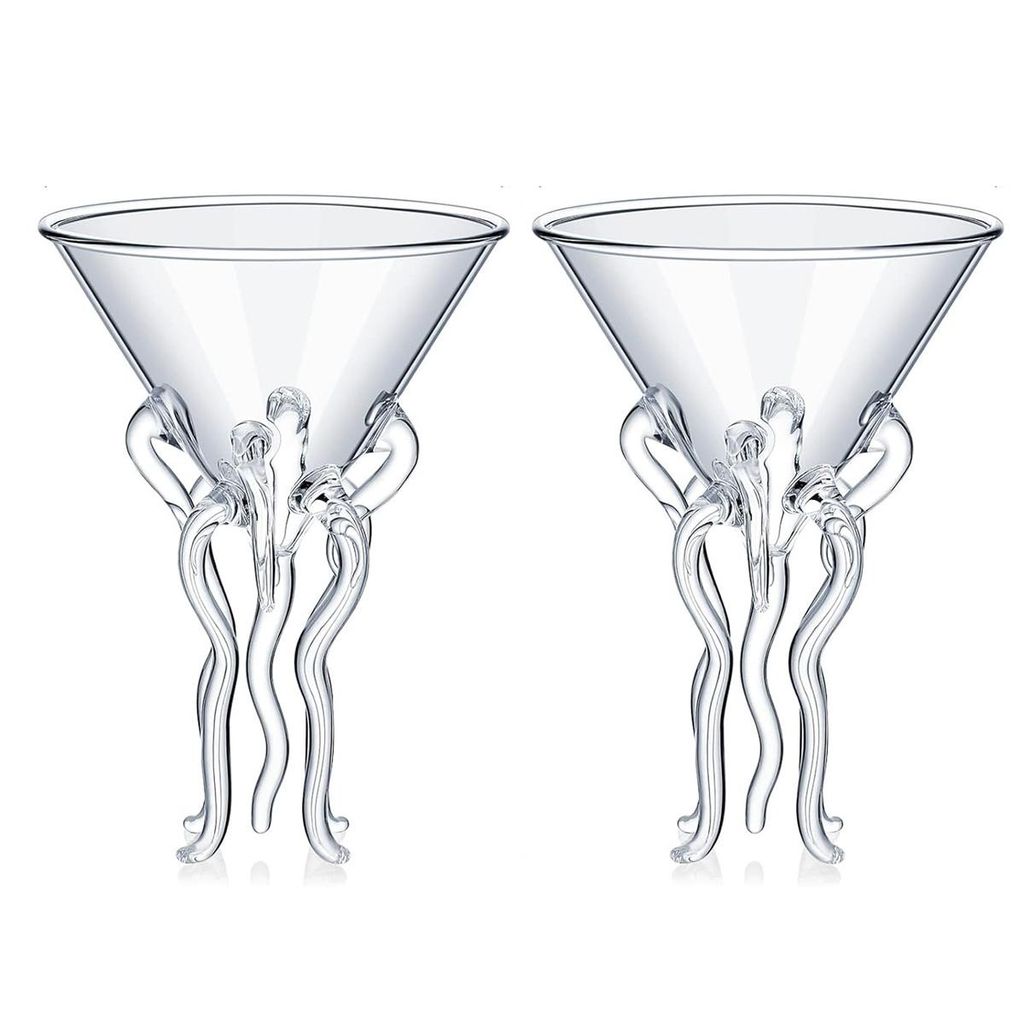 Kreatives Oktopus-Cocktailglas-Set, Quallen-förmige Weingläser 250 ml, für Zuhause,Bar,Party,transparent,zum Anstoßen und Servieren,12×8×15 c...