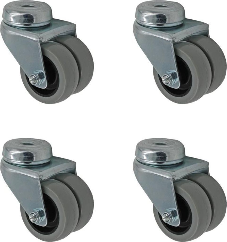 4 Stück 50 mm Apparaterolle Doppelrolle Möbelrolle Transportrolle Lenkrolle