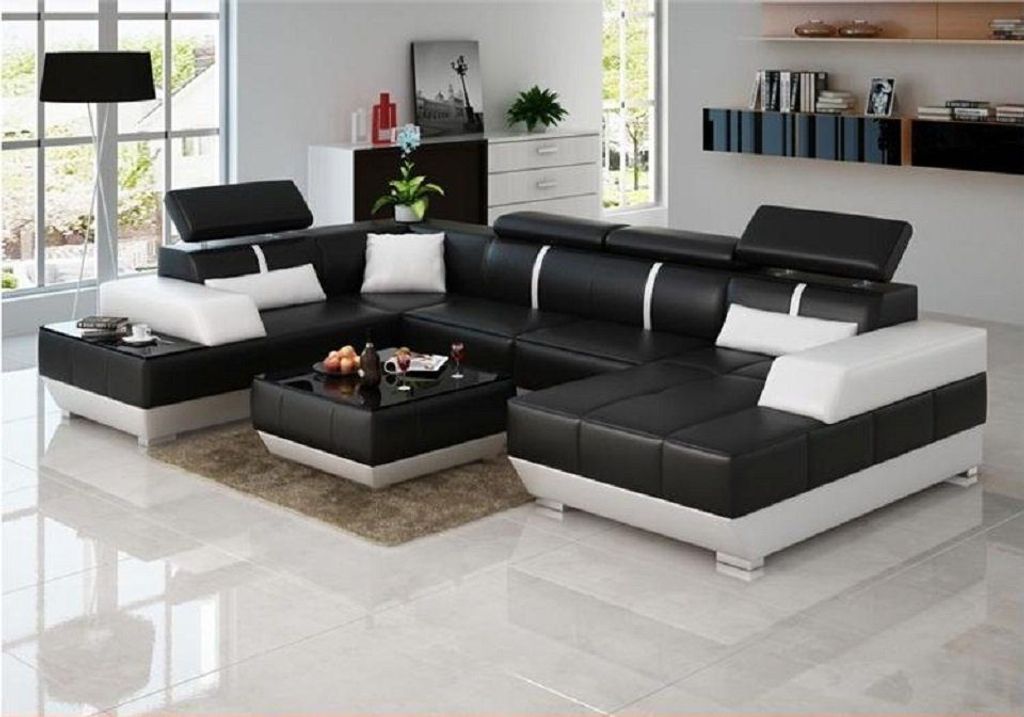 Design Wohnlandschaft U Form big Ecksofa Sofa Couch Polster xxl Garnitur Leder