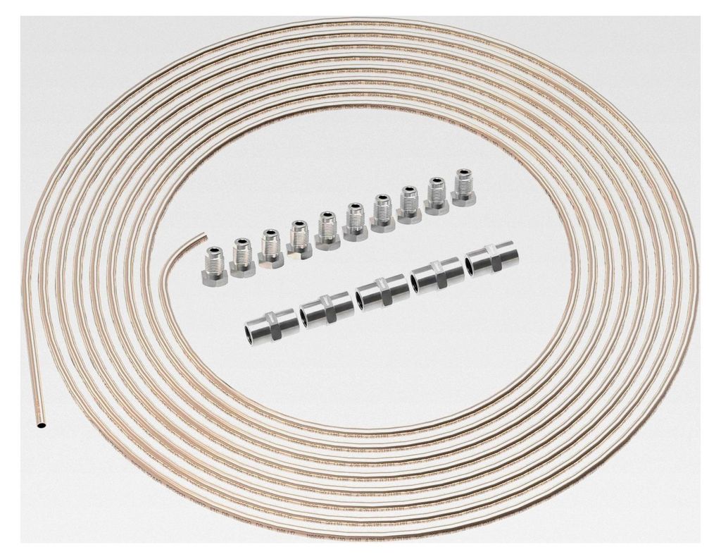 5m Bremsleitung Ø 4,75mm Kunifer mit ABE im Set + 10 Verschraubungen + 5 Verbinder M10 x 1 DIN 74 234 konform Kupfer-Nickel Bremsrohr
