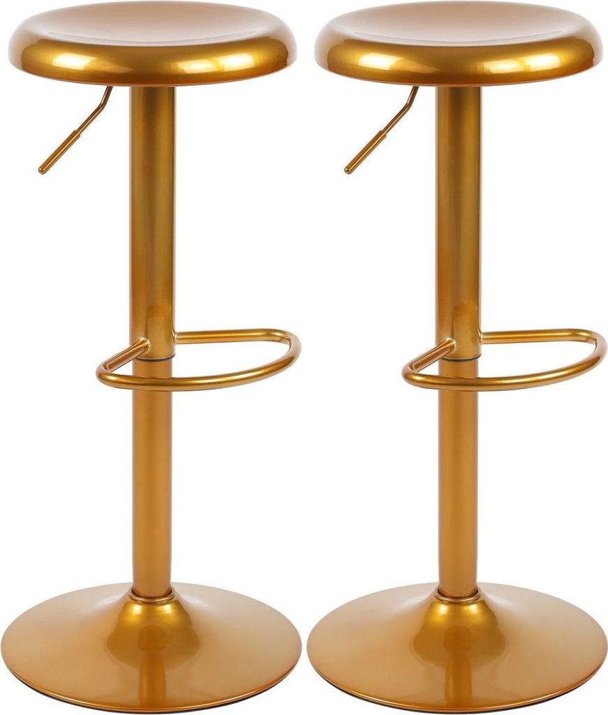 Set mit 2 goldenen Barhockern – hohe Hocker – verstellbar für modernen Komfort