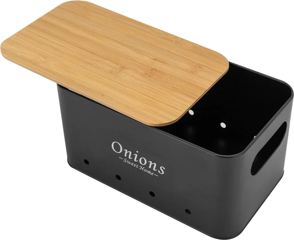 Rangement légumes cuisine : lot de 3 boîtes noires pour pommes de terre