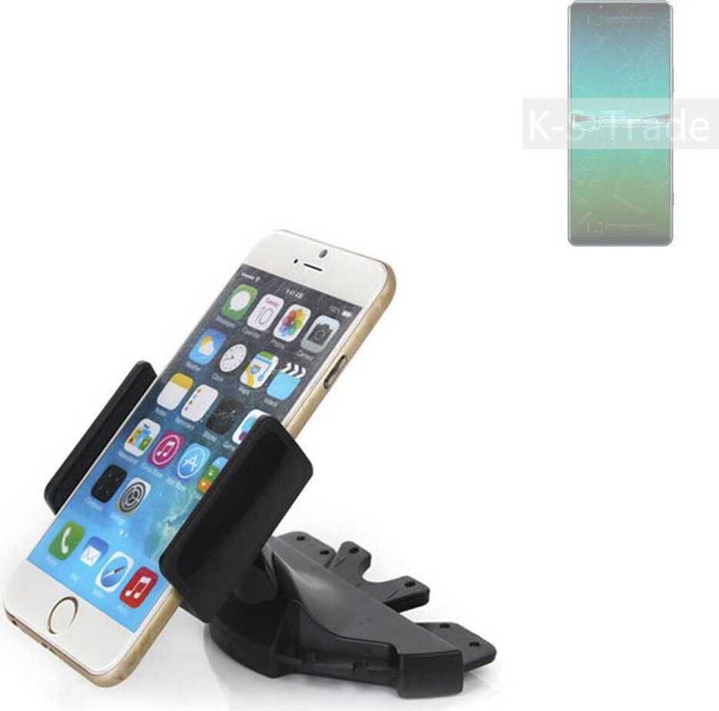 K-S-Trade CD Schlitz Halterung kompatibel mit Sony Xperia 5 IV Autohalterung KFZ-Halter Radio Handy Halterung 360° drehbar schwarz