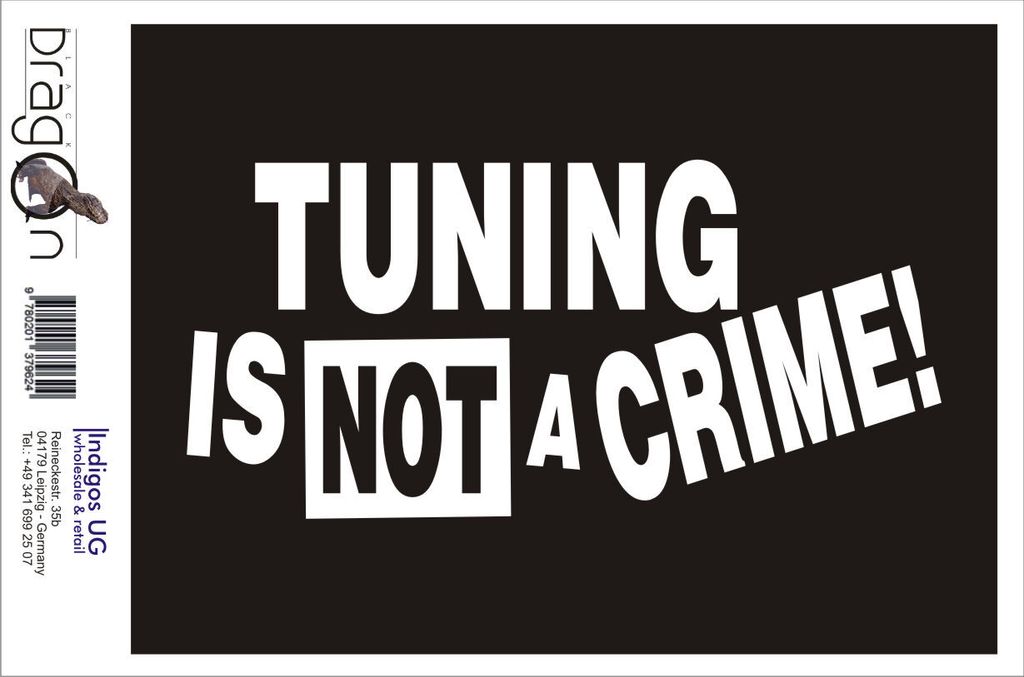 Aufkleber / Autoaufkleber - JDM / Die cut / Auto / OEM - Tuning is not a crime! - 210x120mm silber - Heckscheibe / Heckscheibenaufkleber