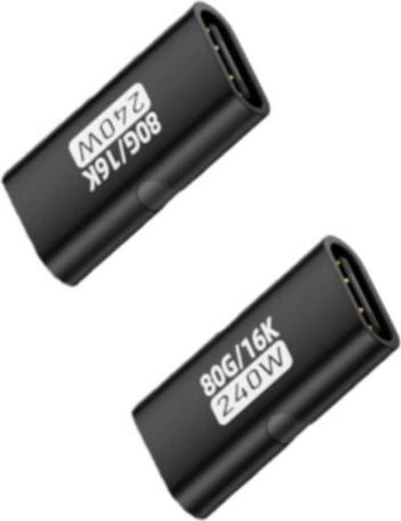 INF Type C Kupplungsadapter 240W 80Gbps 16K Aluminium 5er Set für Laptop und Monitor Schwarz