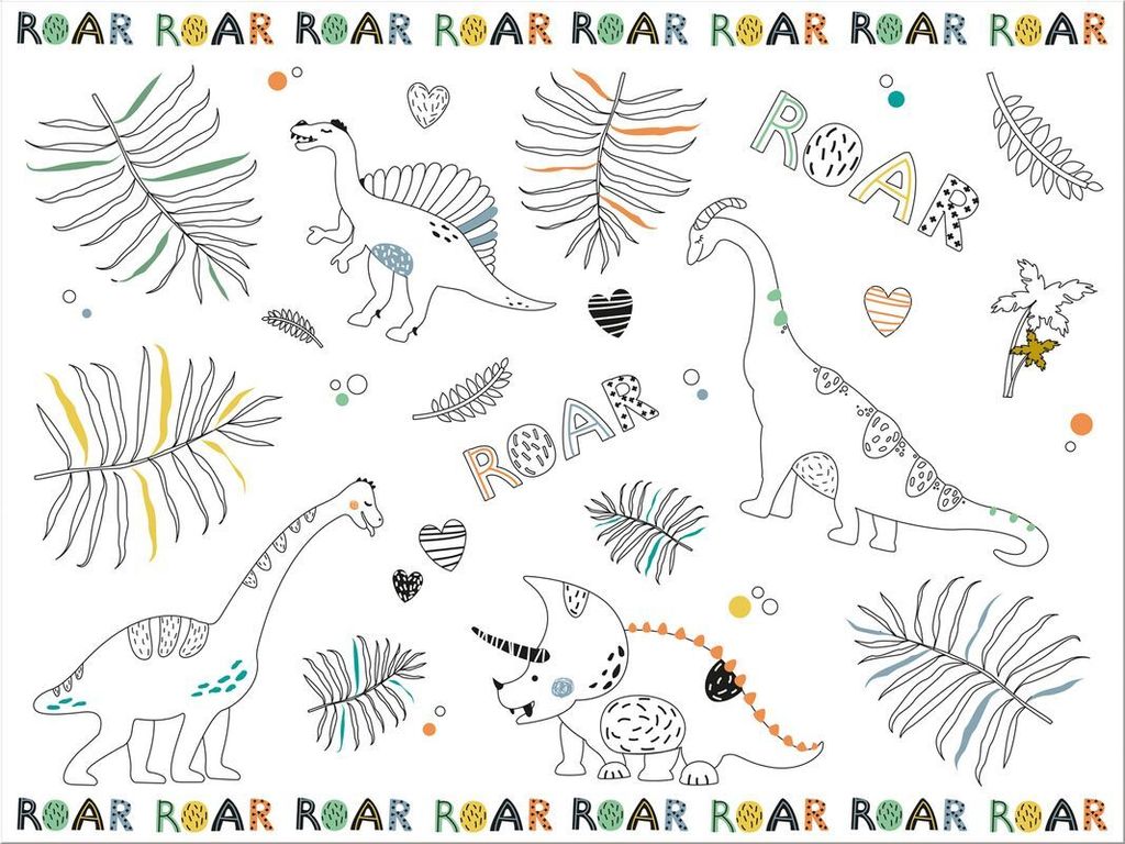 6 Little Dino Tischsets zum Ausmalen Produktbild 
