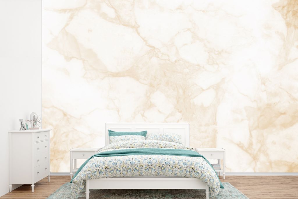 MuchoWow Fototapete für Wohnzimmer oder Schlafzimmer Wandtapete Vinyl Motivtapete Marmor - Weiß - Gold - Luxus - 450x300 cm - Gemusterte