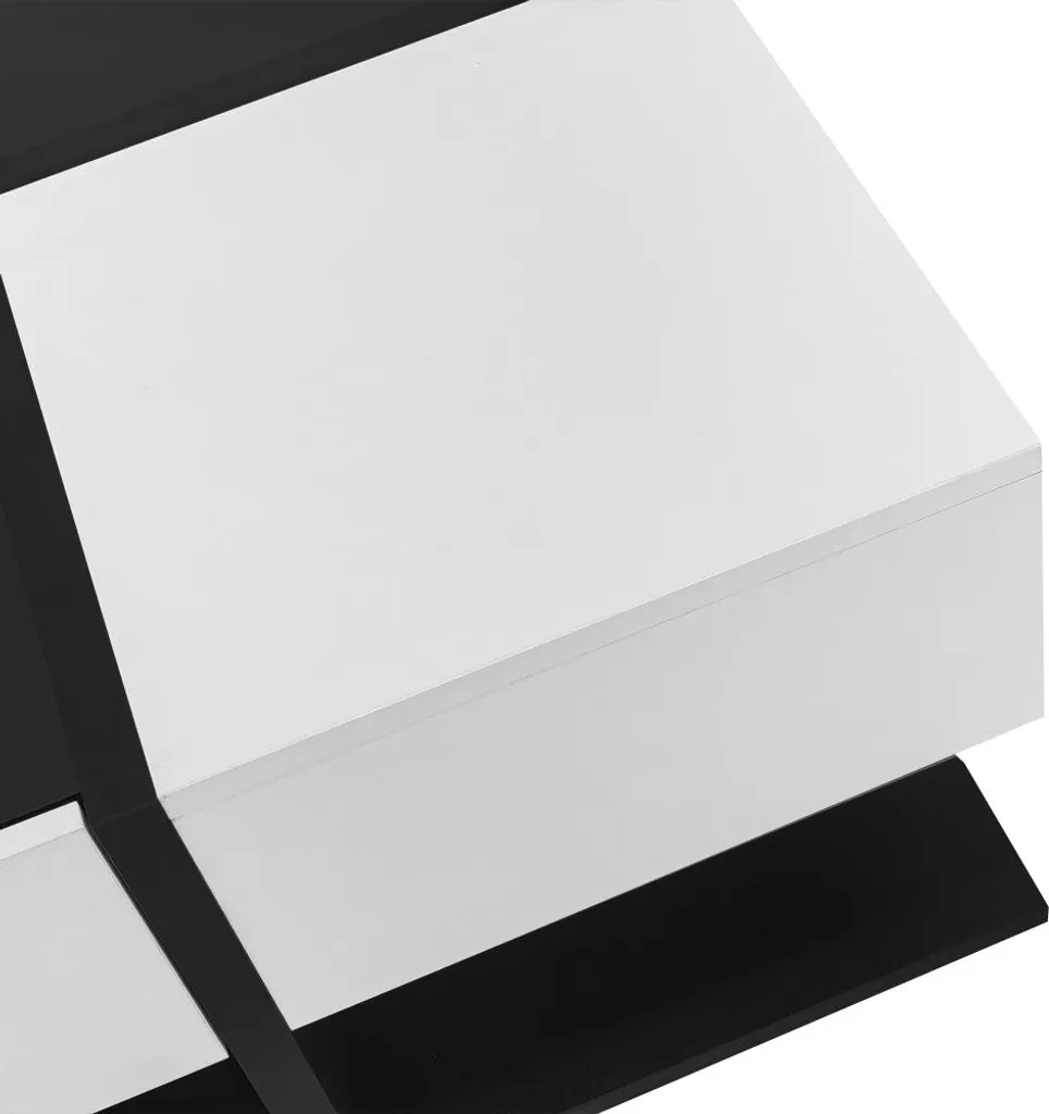 Table basse anti-désordre avec 2 tiroirs fermés - Design noir et blanc