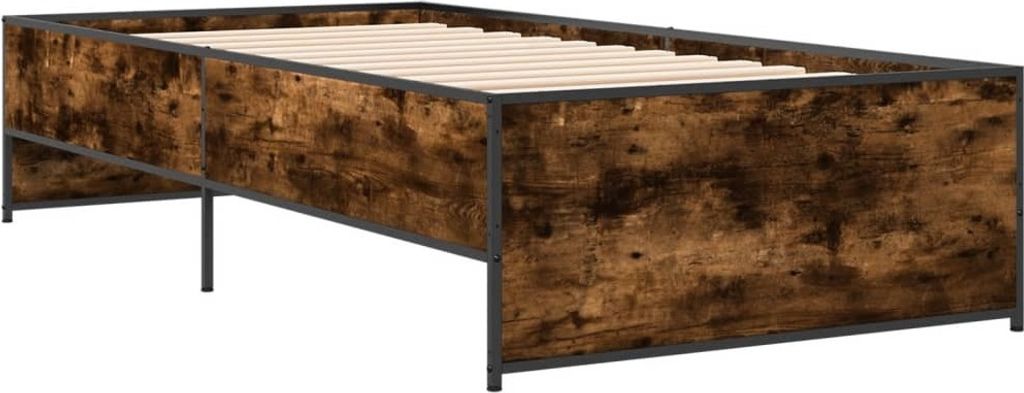 Bettgestell Räuchereiche 100x200 cm Holzwerkstoff und Metall