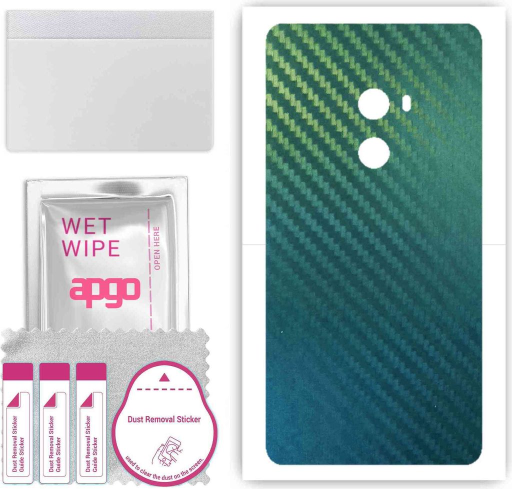 apgo Rückseite Schutzfolie, Skin, kompatibel mit Xiaomi Mi Mix 2, Hinten Displayschutzfolie aus Vinylfolie, kratzfest, einfache Montage - Kohlenst...