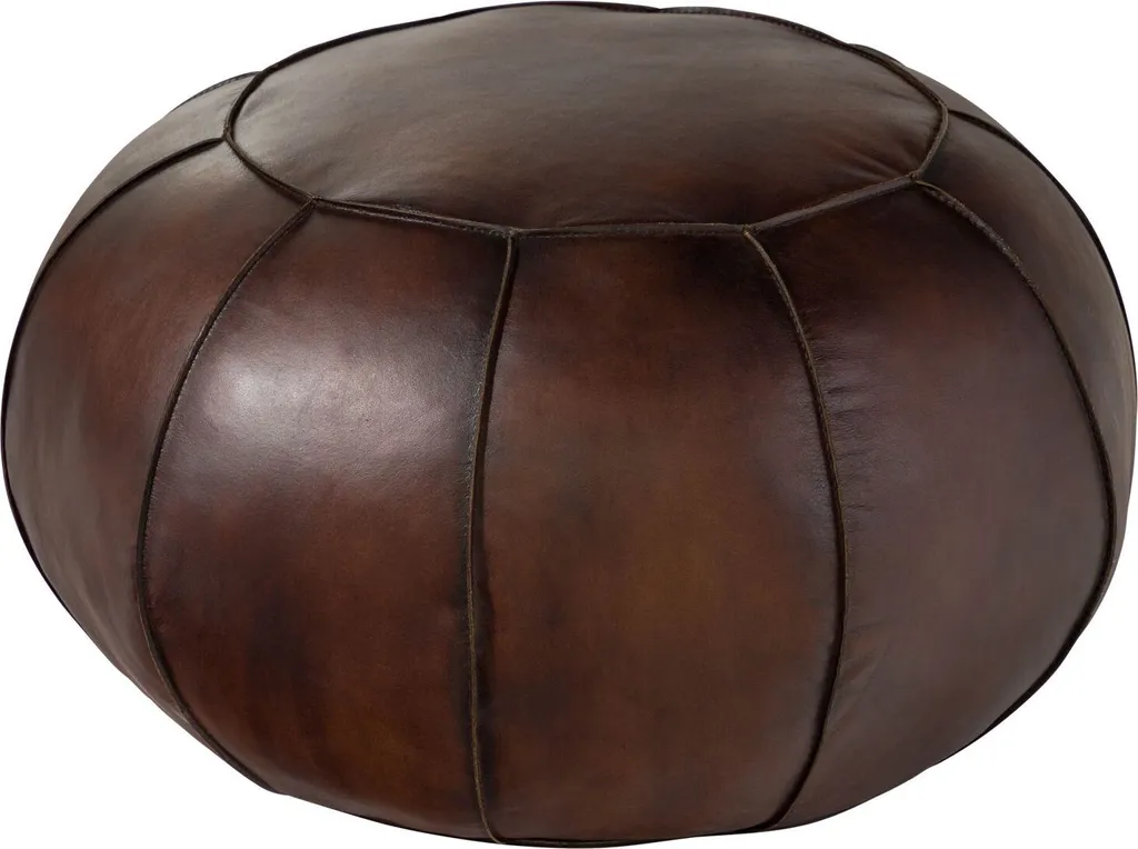 Pouf CHESTERFIELD #19 Cuir Brun 58x58 - Siège d'Appoint Robuste Chic