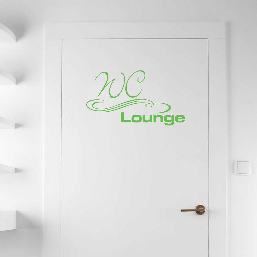 Wandtattoo - Wandaufkleber - Tür- Wandtattoo "WC Lounge" - 60cm x 34cm lindgrün - Dekoration Küche Wohnzimmer Wand