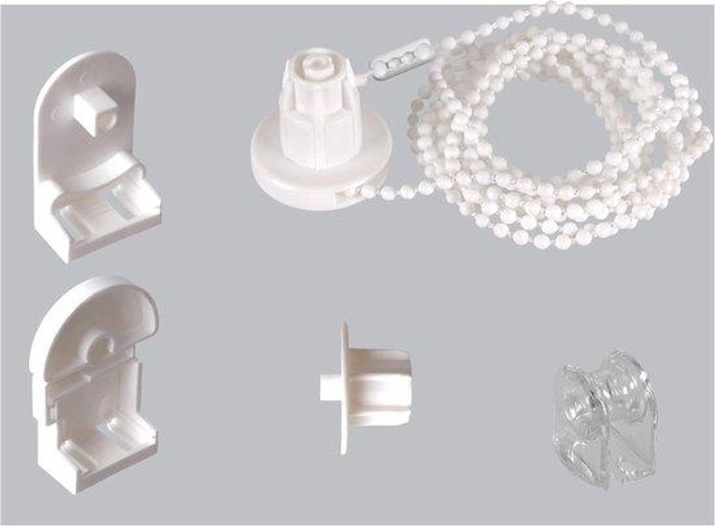 Montageset für Rollos mit PVC-Träger - 25 mm Rolle - 120 cm Kettenlänge - weiß