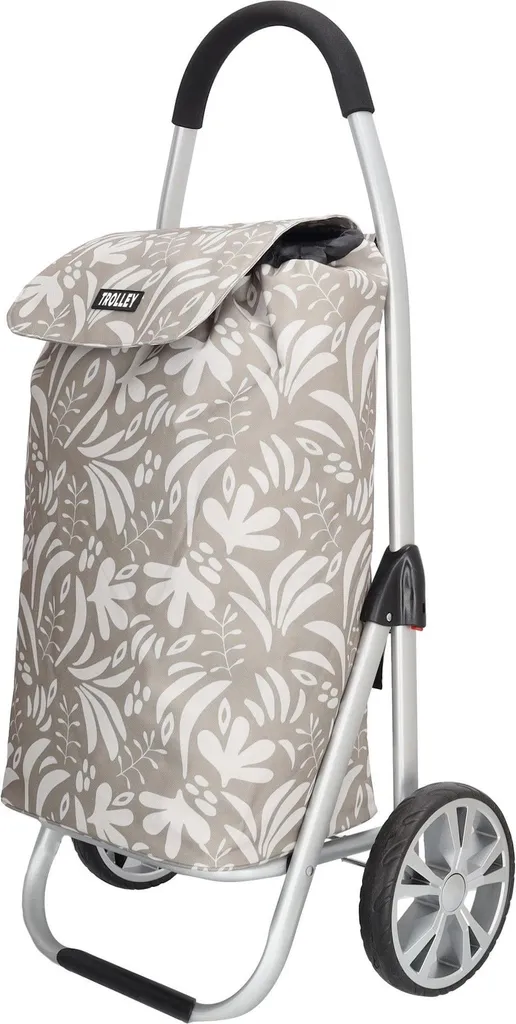 Caddie de courses pliable 42L - Poussette de marché beige en aluminium
