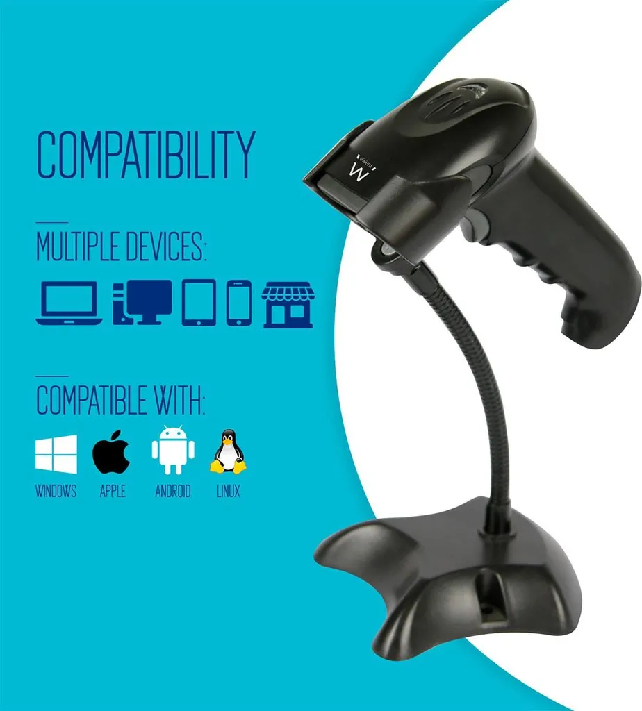 Lettore Barcode Ewent EW3431 1D 2D LED - Compatibile Windows Mac Linux - 6