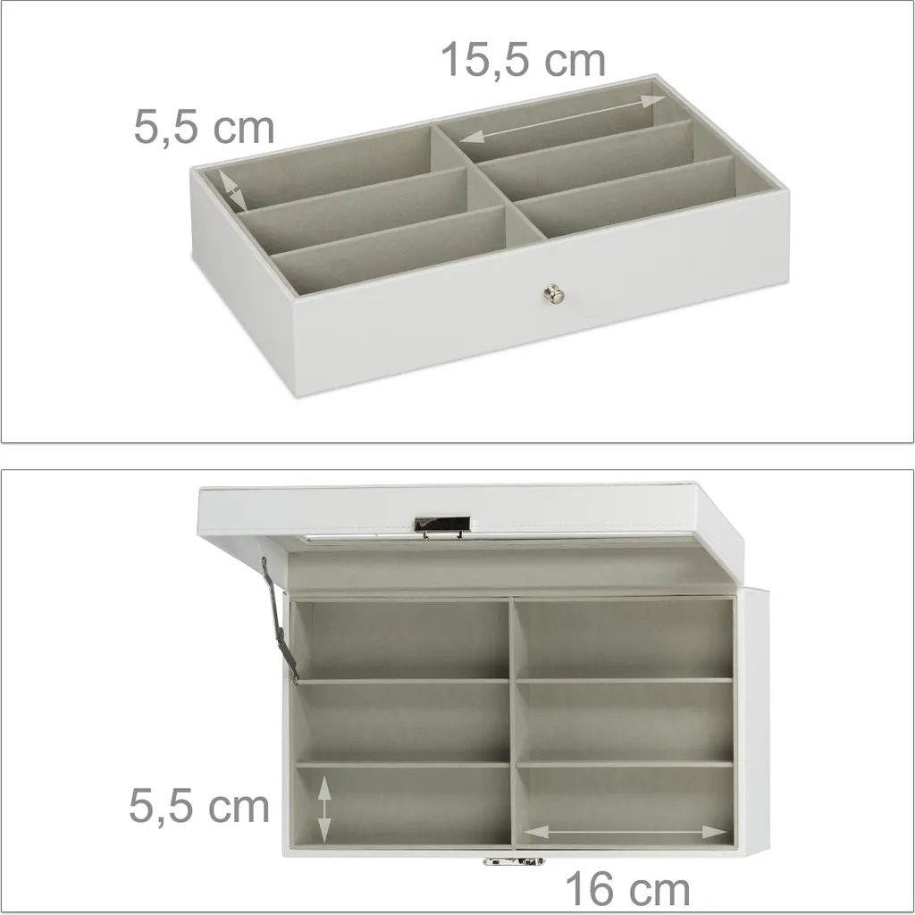 Coffret de rangement lunettes à 12 compartiments et doublure velours