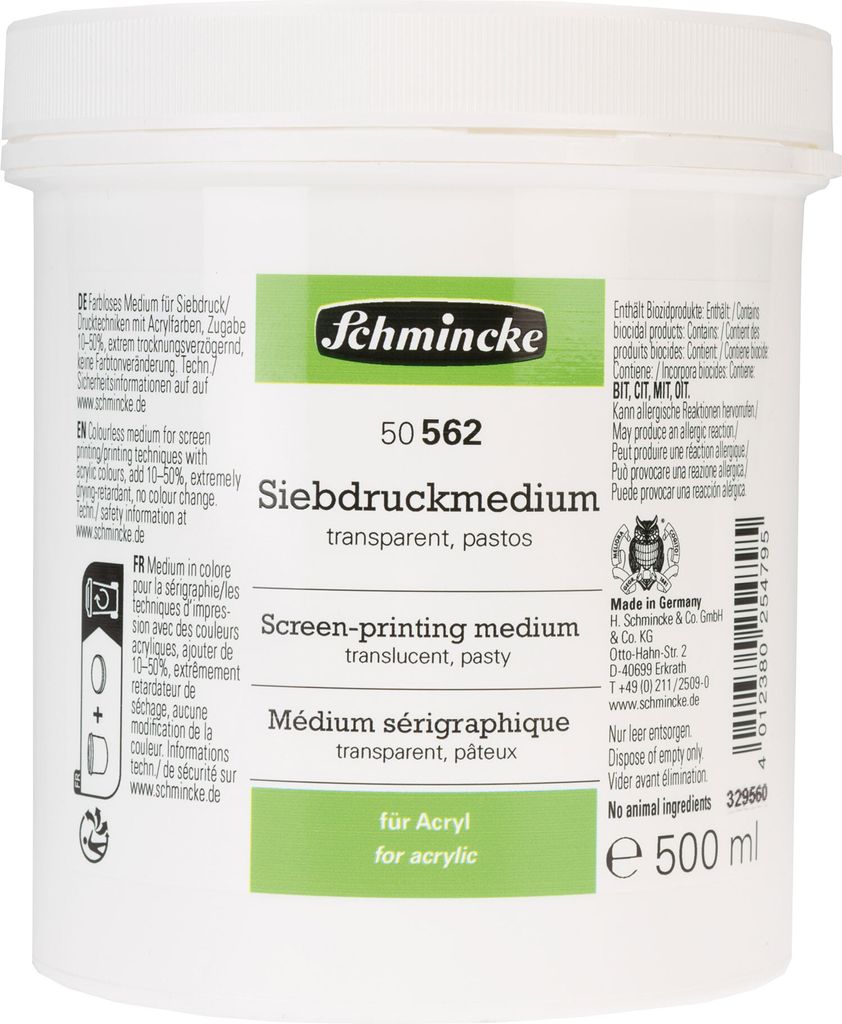 Siebdruckmedium transparent, pastos 500ml Schmincke 50 562 050