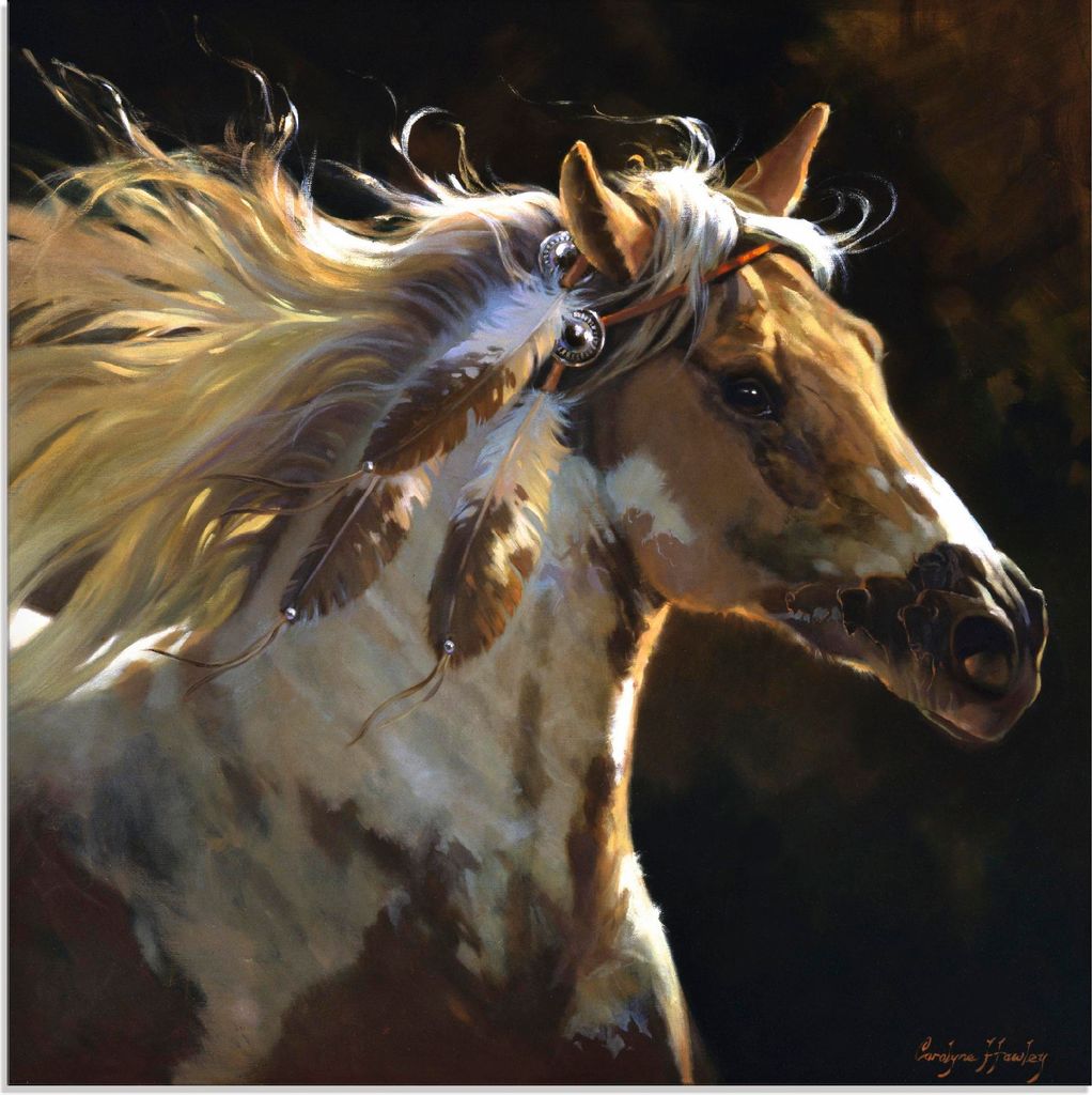ARTland Glasbild Geisterpferd Größe: 30x30 cm