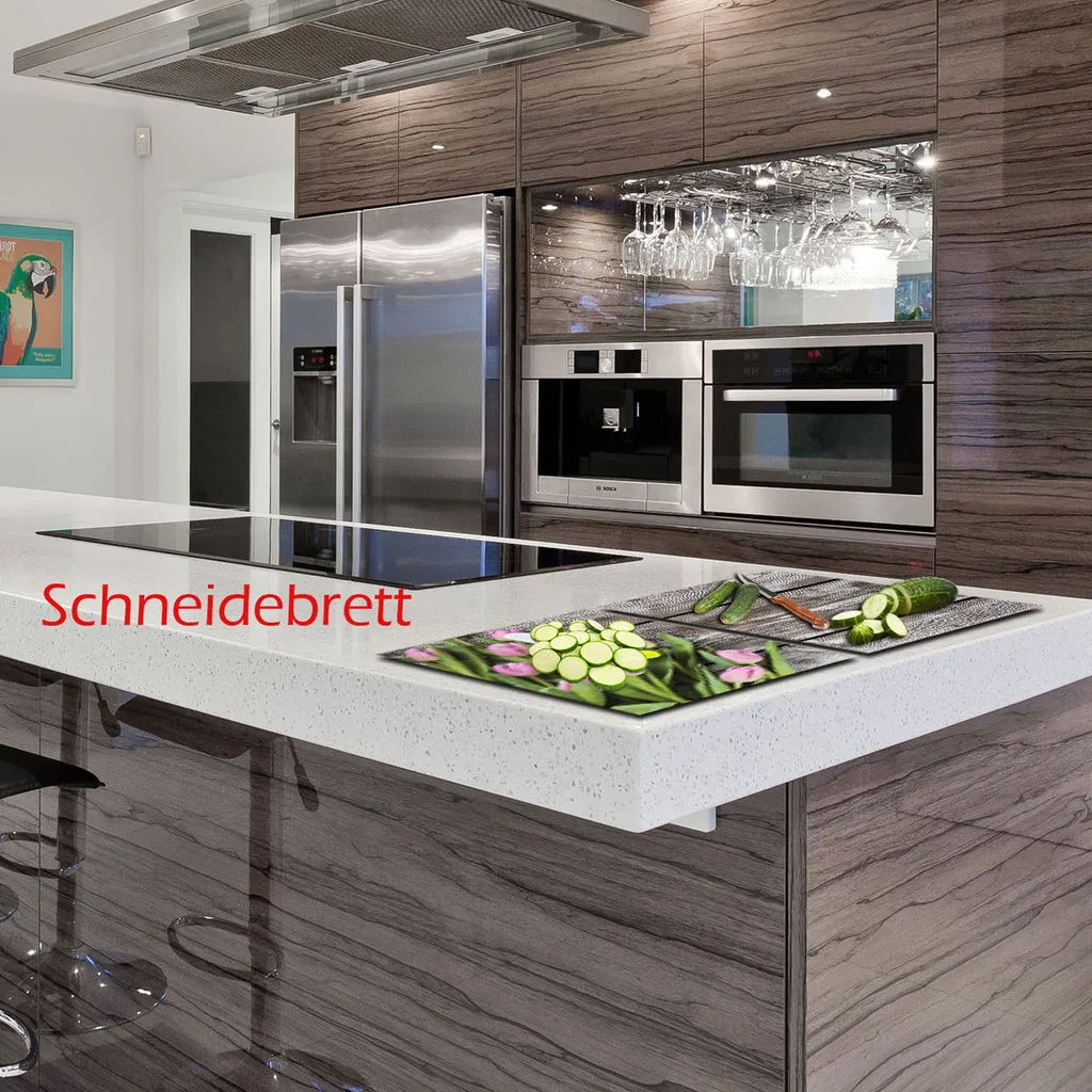 Piastra di copertura per piano cottura in ceramica 2 pezzi 2x40x52 fiori rosa copertura alzatina in vetro - 13