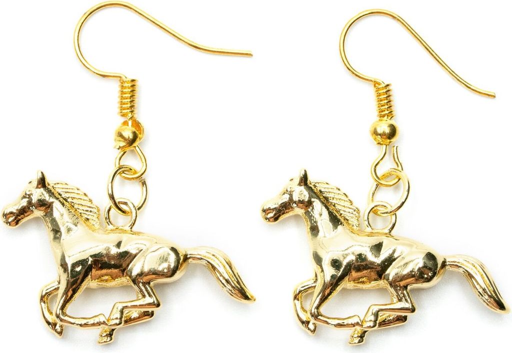 Pferd Ohrringe Miniblings Hänger Bauernhof Reittier Reiten Pony laufend gold