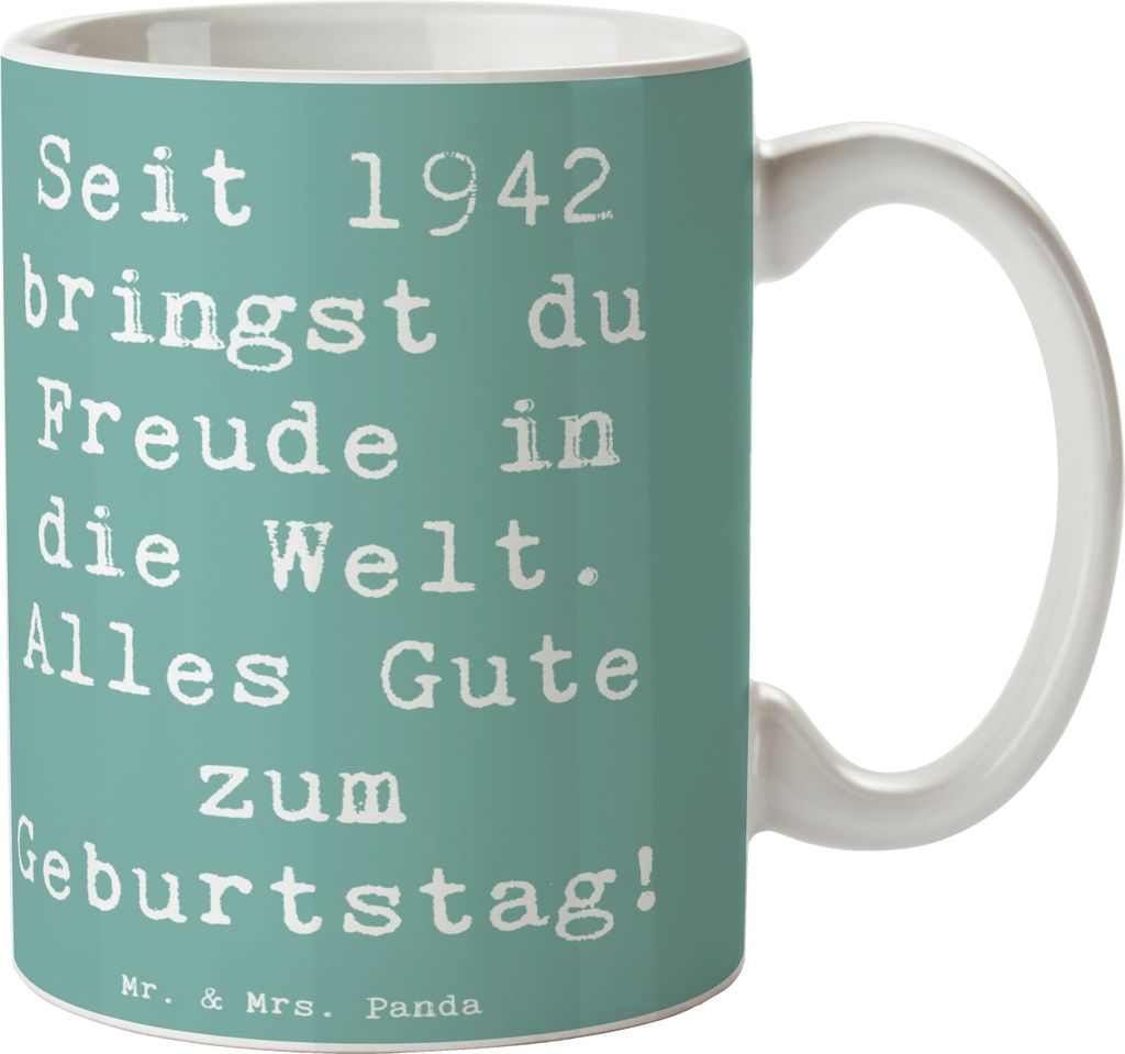 Mr. & Mrs. Panda Becher Spruch 1942 Geburtstag Freude - Meeresbrise - Geschenk, Seit, Alter, Tasse, besondere Erinnerungen, Teetasse, Lächeln und ...