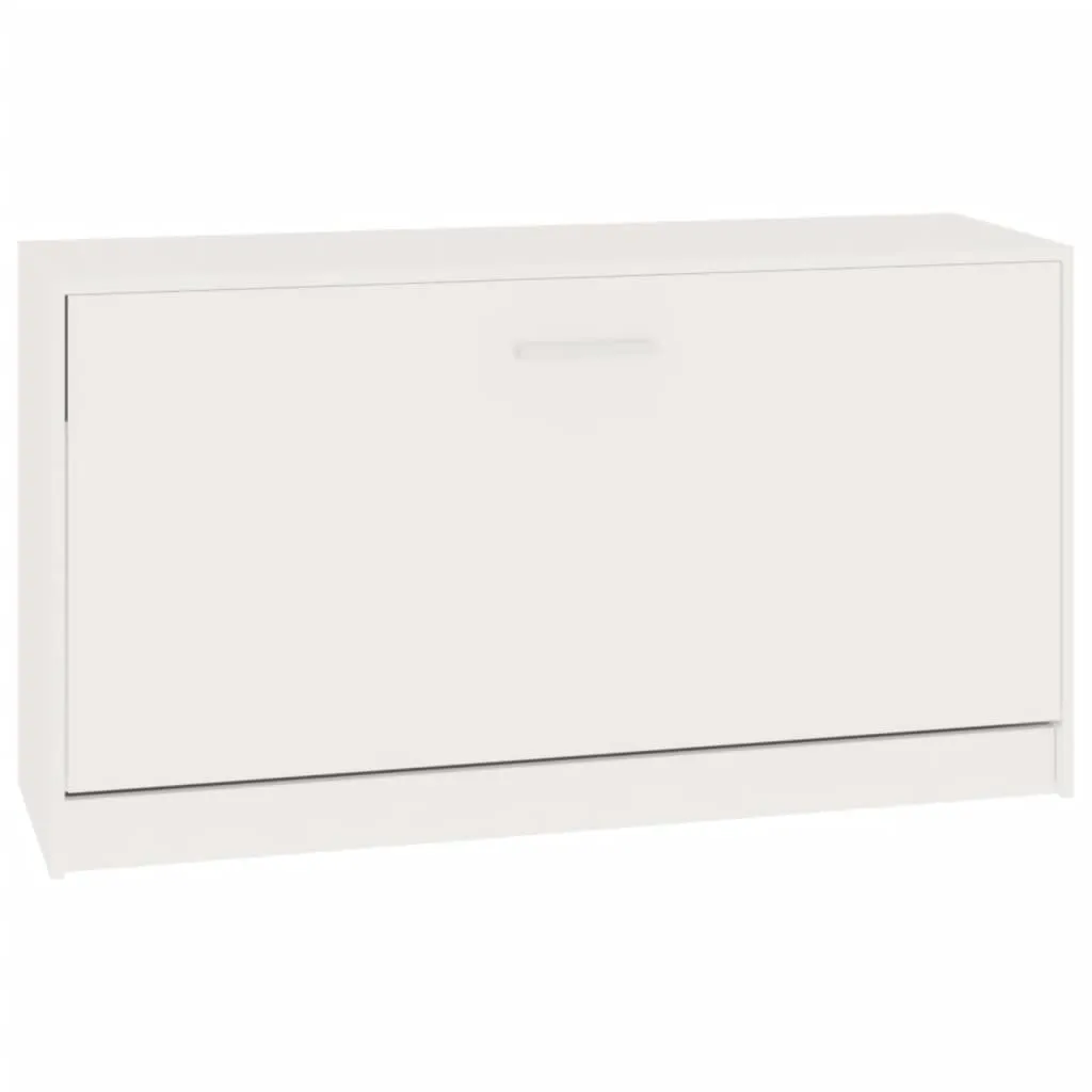 Banc à chaussures blanc brillant 80x24x45 cm en bois pour entrée moderne