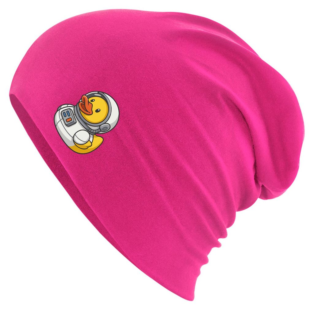 Huuraa Beanie Quietscheente Astronaut Gummiente Raumfahrer Fuchsia One Size Baumwolle und Elasthan Mütze Geschenkidee