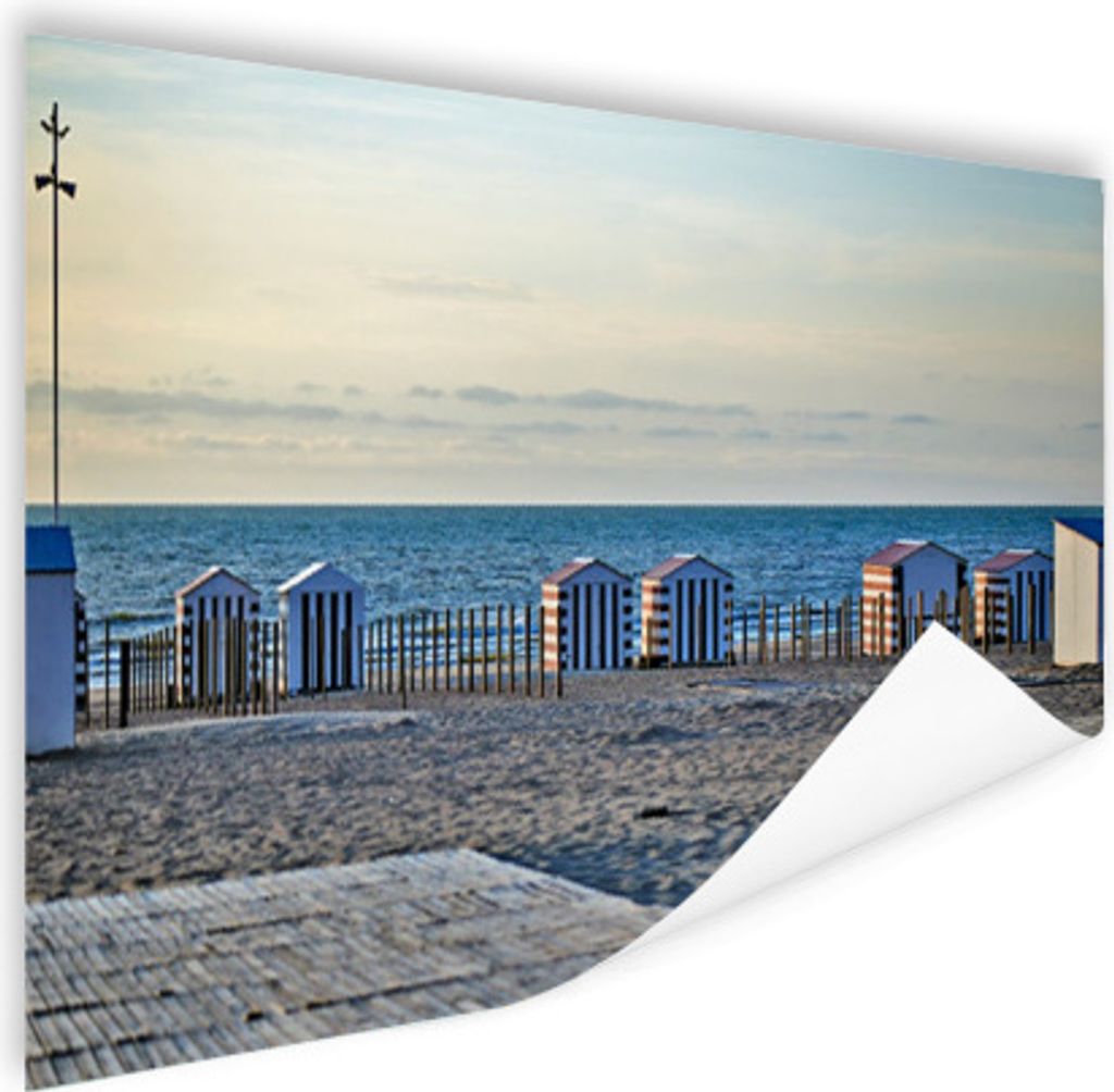 Poster - 180x120 cm - Strand an der Nordsee mit Ferienhäusern - Modernes Wandbilder - XXL - Meer und Strand
