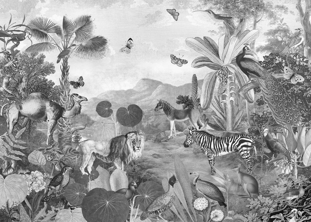 Komar Fototapete Flora and Fauna Schwarz-Weiß - 611639 - 350 x 250 cm