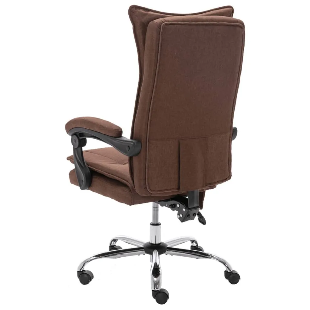 Chaise de bureau de massage inclinable avec télécommande et tissu marron - 4
