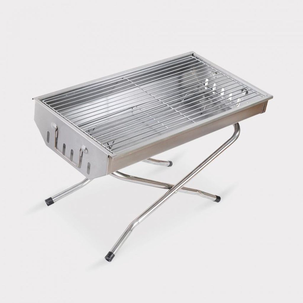 Klappbarer tragbarer Holzkohlegrill BBQ aus Stahl Garten Produktbild 