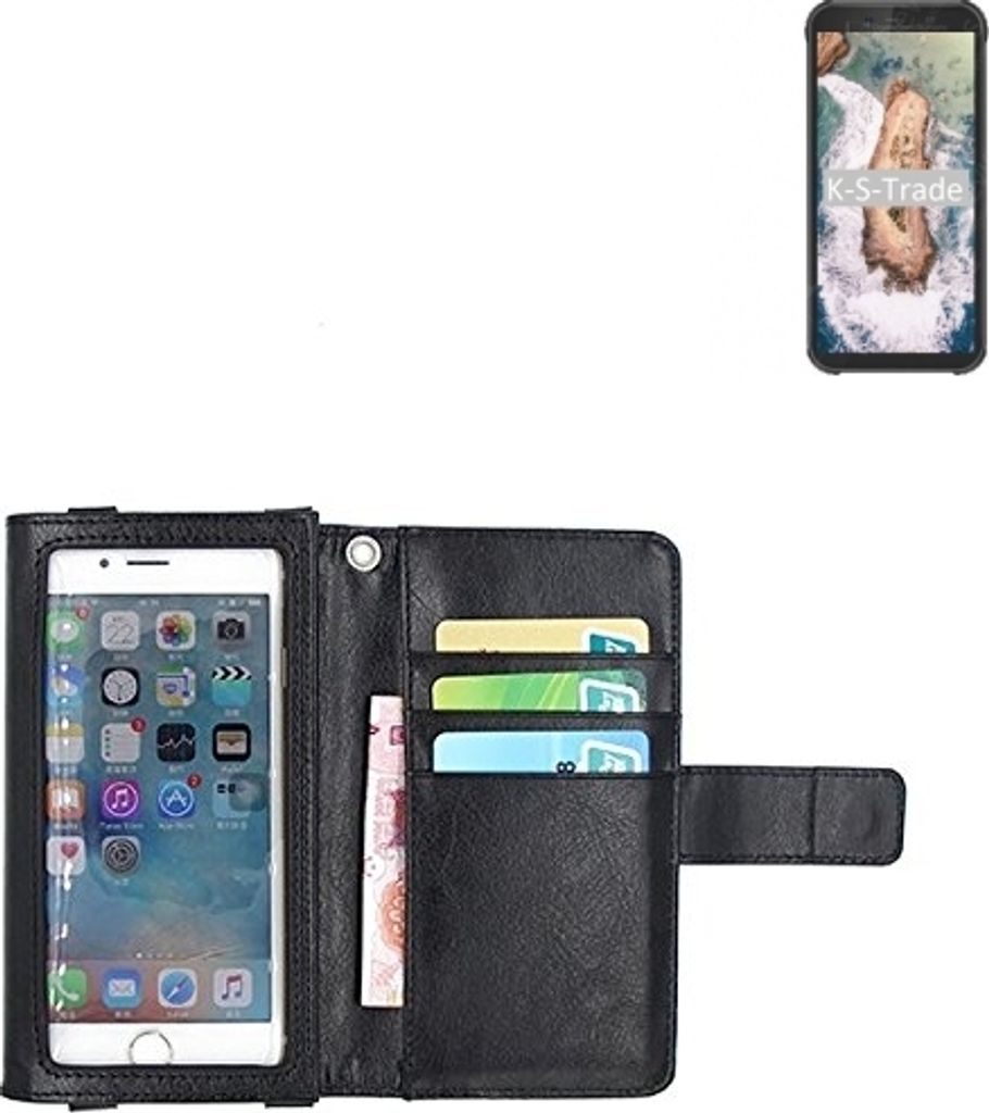 K-S-Trade Handy Hülle Schutz Hülle Kompatibel mit Blackview BV5500 Case mit Displayschutz / Schutzfolie Flip Cover Wallet case Etui Hülle schwarz