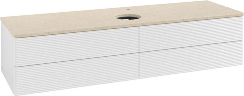V&B Waschtischunterschrank mit Frontstruktur -Beleuchtung Antao 160x50cm, HL, WBP botti., glo wh. Lac