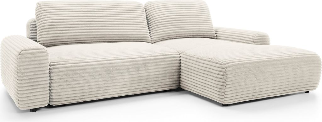Selsey Alferia - Ecksofa mit Schlaffunktion, Breitcord-Bezug, creme, rechtsseitig