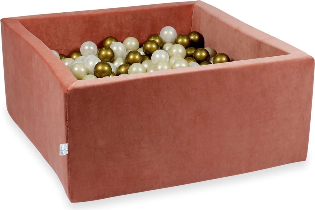 Trockenbecken 90x90x40cm Velvet Soft Canyon Clay mit 400 Bällen: Hellgold, Opaleszenz, Altgold