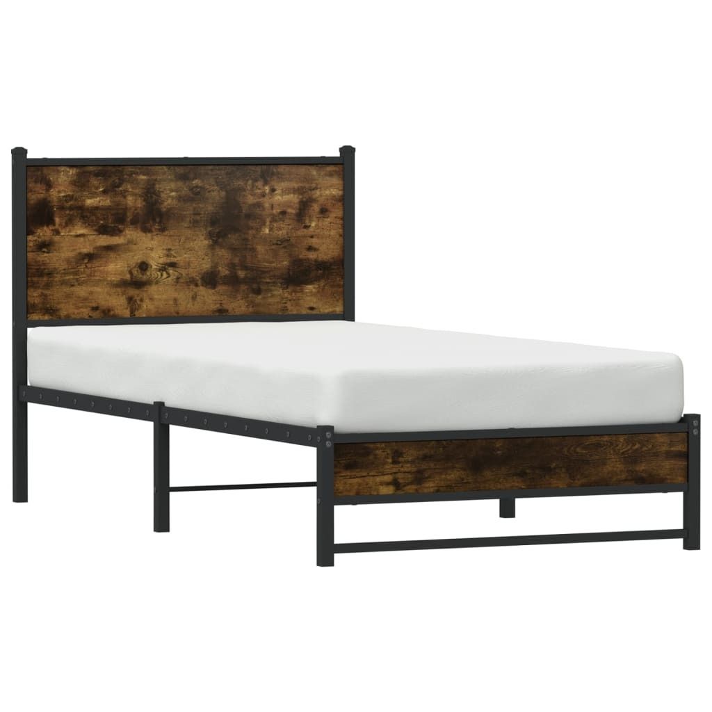 vidaXL Metallbett ohne Matratze Räuchereiche 75x190 cm