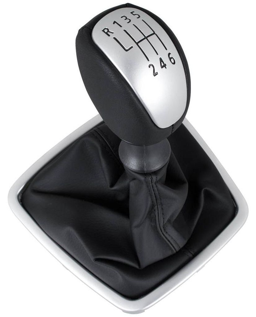 Renault Laguna III 07-15 SCHWARZ / SILBER Schaltknauf + SCHWARZE ARMBANDUSCHE MIT SILBERNEN RAHMEN 6 GÄNGE