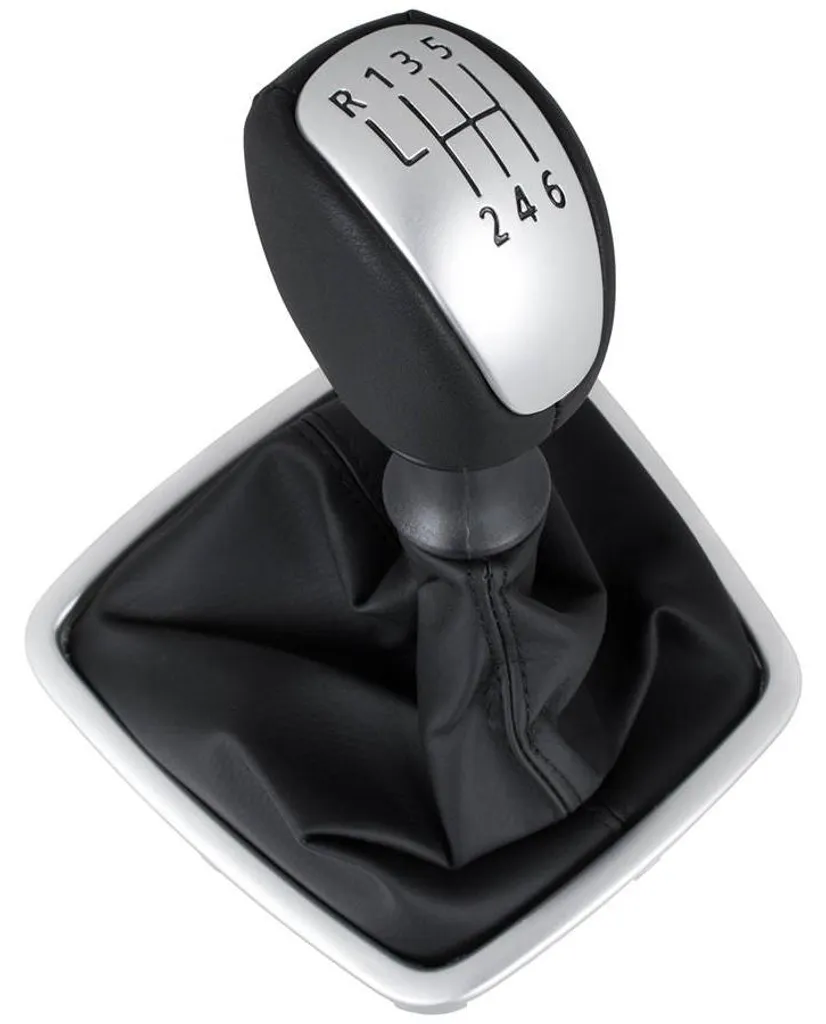 Pommeau levier vitesse noir et argent avec soufflet pour Laguna III 6 vit.