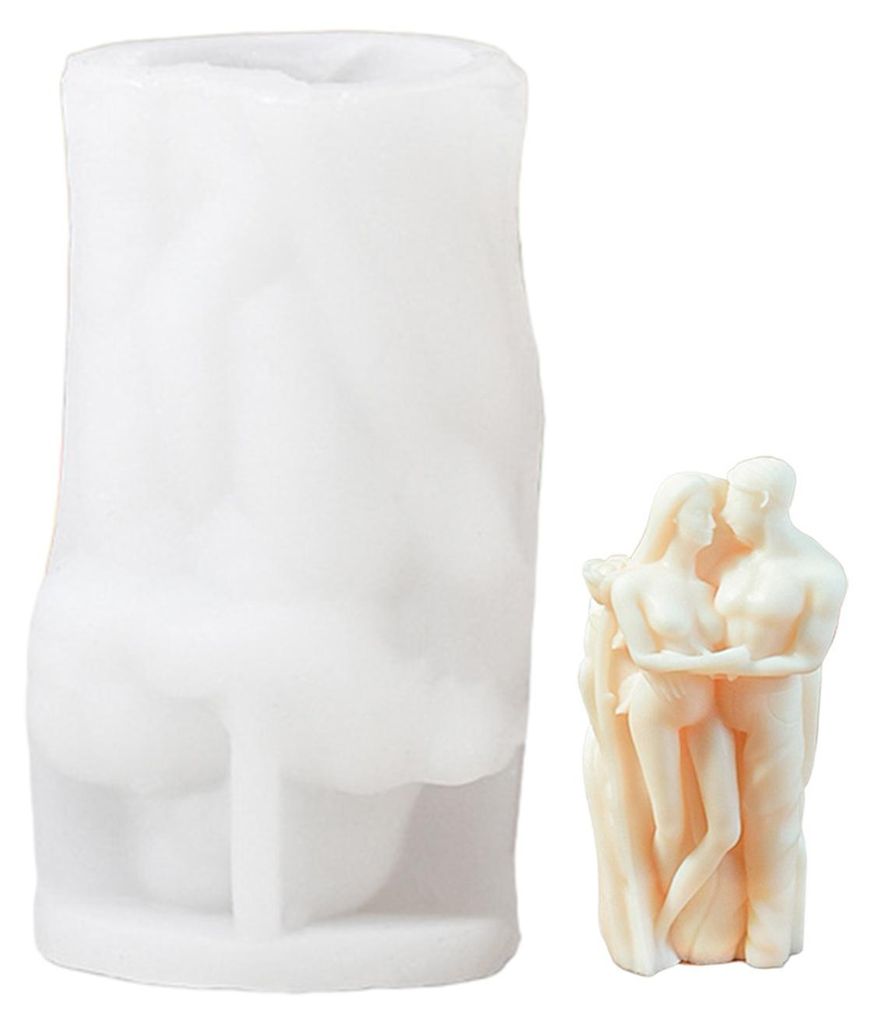 DIY-Valentinstags-Silikonform: Herzförmiges Paar in Herzform für Aromakerzen, Gips- und Harz-Bastelarbeiten, wiederverwendbares Geschenk-Kerzen-Set