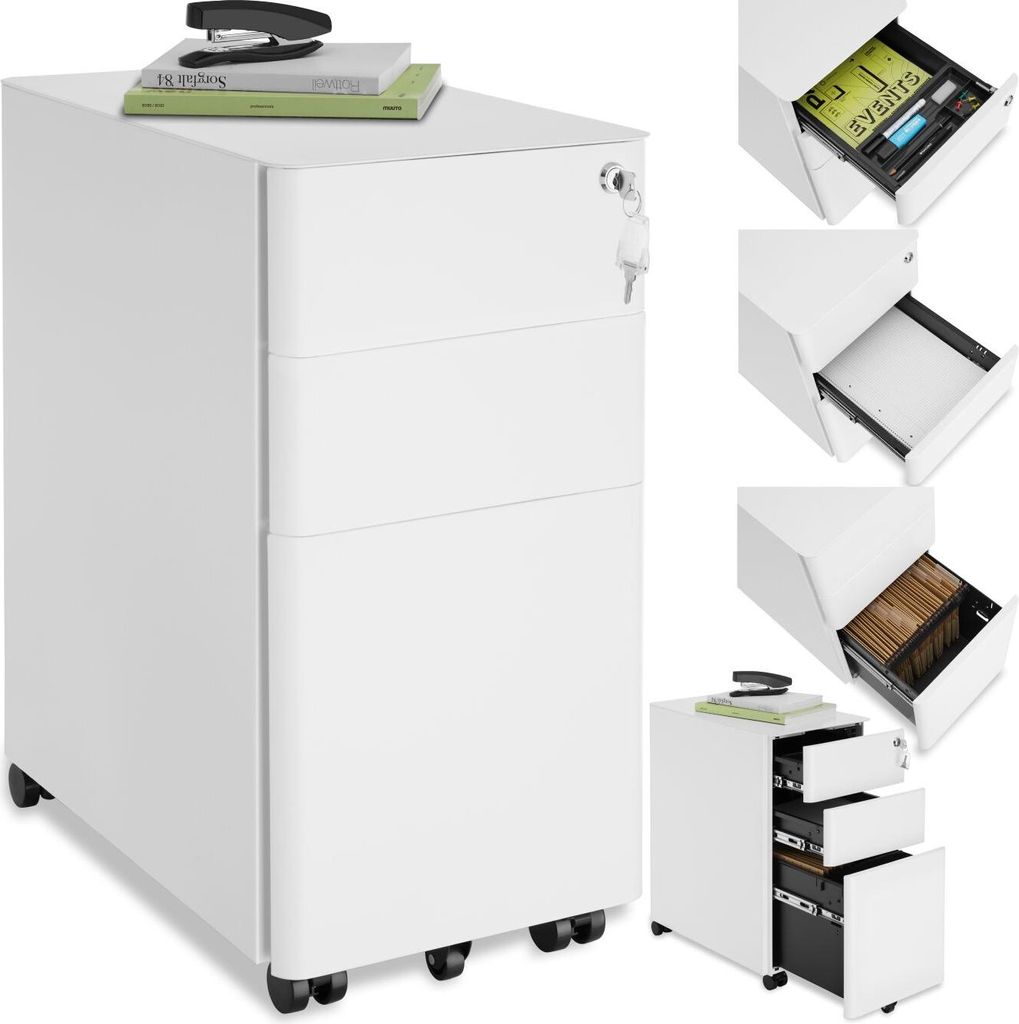 tectake® Aktenrollschrank Parvus aus pulverbeschichtetem Produktbild 