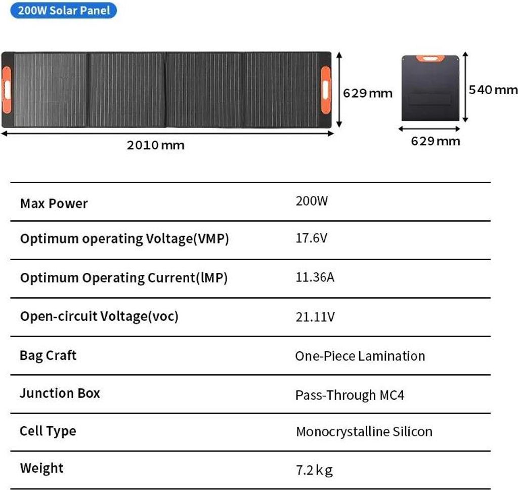 Solarpanel, faltbares Design, hohe Effizienz, 200w