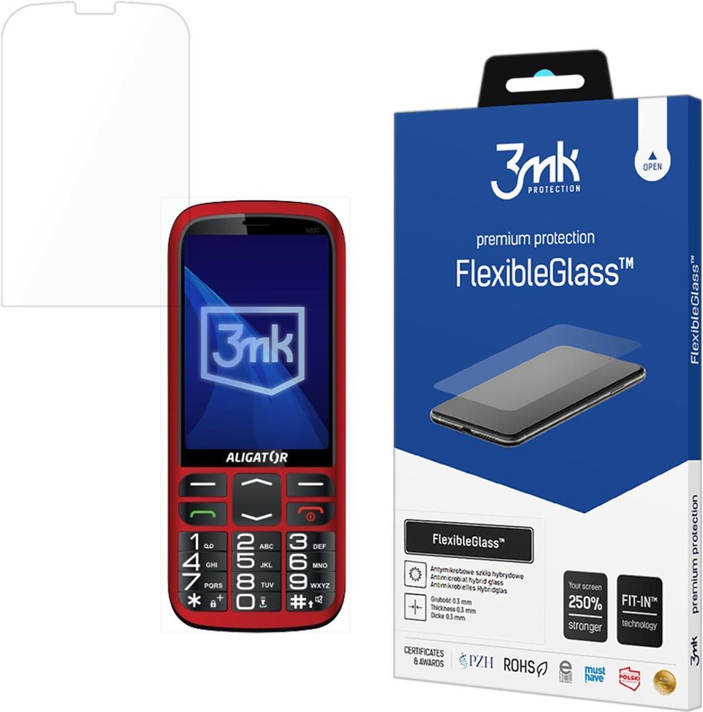3mk Display Hybridglas FlexibleGlass für Aligator A830 Senior 0,3mm 7H
