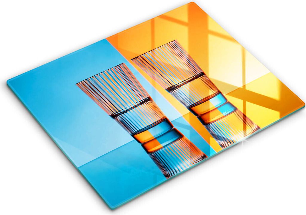 Abdeckung Glas - Küchenabdeckung - 40x52 cm - Abdeckplatte - Zwei Gläser Wasser